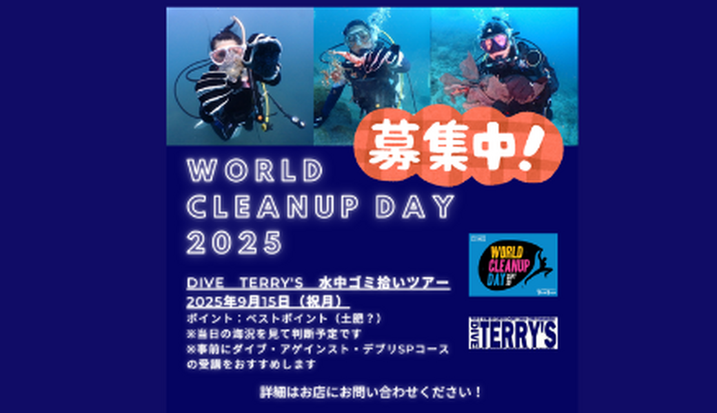 ダイブテリーズ　WORLD CLEANUP DAY 2025 水中ゴミ拾いツアー アイキャッチ